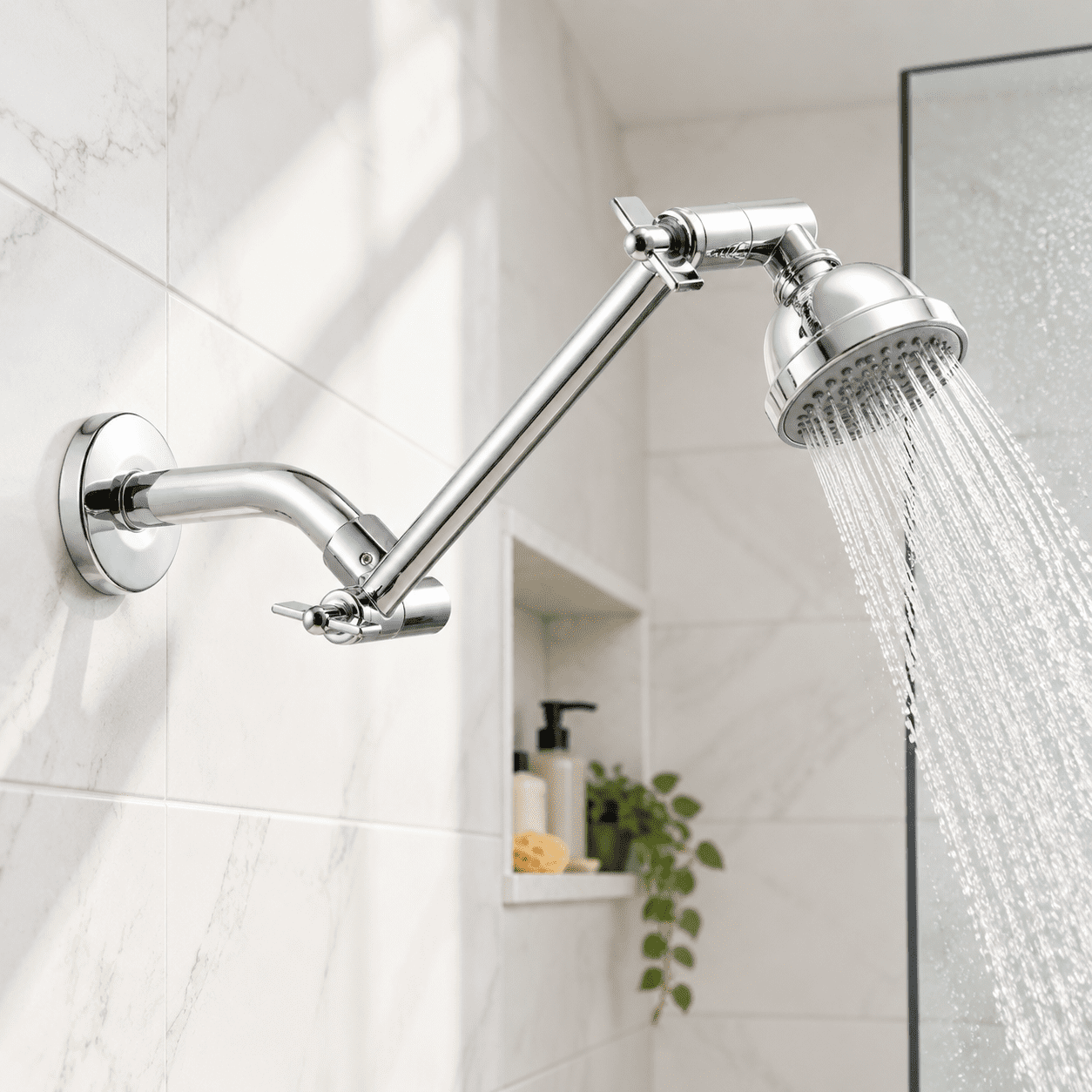 Chrome 6 in. Adjustable Height & Angle Shower Head Extension Arm with ...