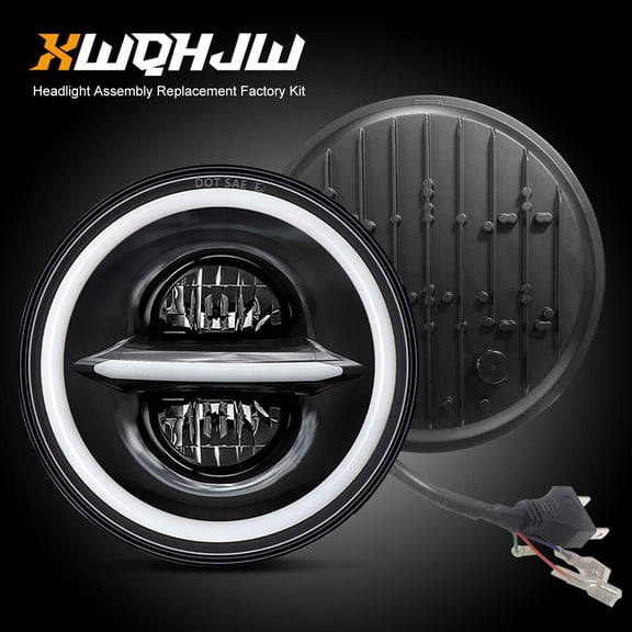 Chrome 7Inch Round Led Headlight Halo DRL Fits Chevy C10 C20 Pickup G10 K5 Nova