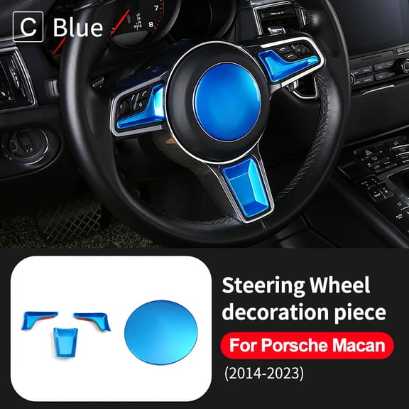 Chrome ABS Carbon Fiber Style Sticker For Porsche Macan 2014-2022 2023 Car Steering Wheel Center Frame Interior Trim Accessories.