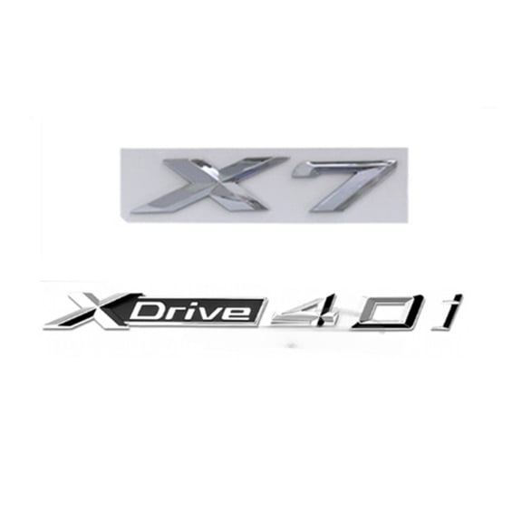Chrome ABS Rear Trunk Emblem Badge Number Letter Decal X7 XDrive40i