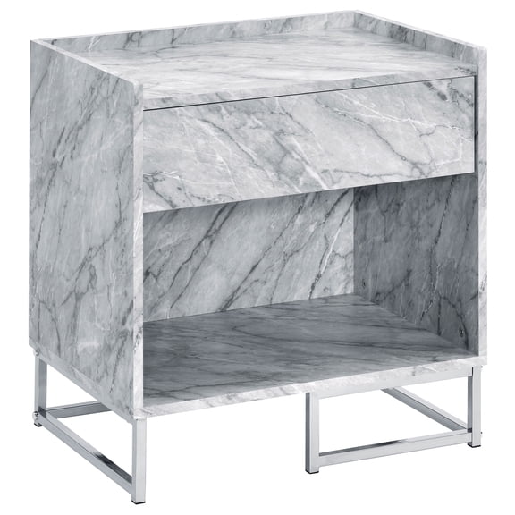 Chrome Accent Design - Drawer Storage Function - Living Space Decor - Store Belongings Conveniently