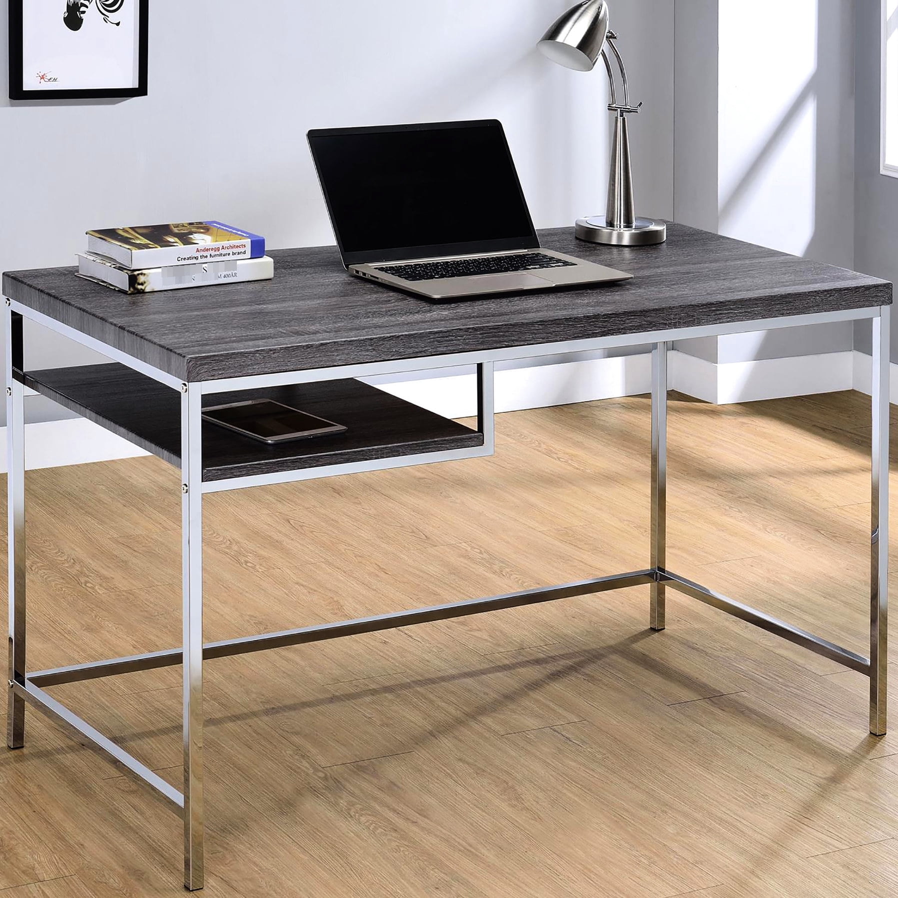 Chrome Accents + Compact Writing Desk”-“Small Home Office Corners ...
