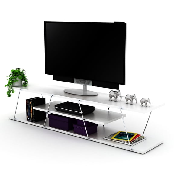 Chrome Accents - Easy Access Storage - Daily TV Viewing - 56 - inch Low Profile TV Stand