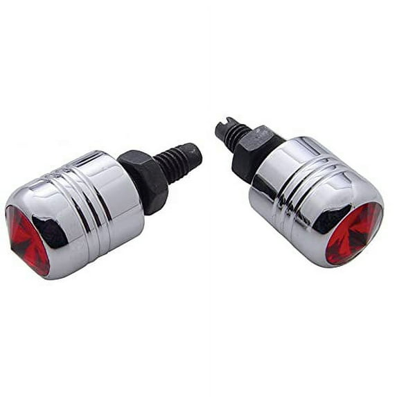 Chrome Aluminum License Plate Fastener w/ Red Diamond (2 Pack)