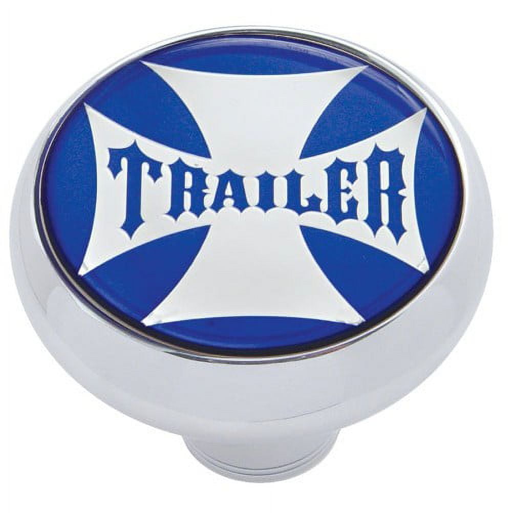 Chrome Aluminum Screw On Air Valve Knob Trailer Blue Cross / Peterbilt Kenworth
