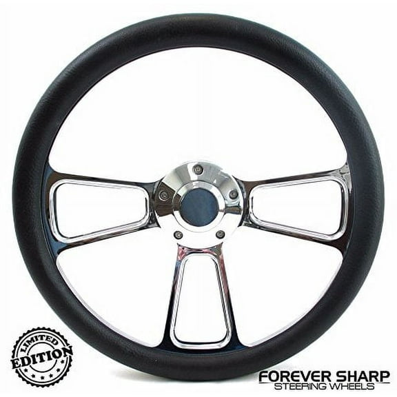 Chrome Aluminum Steering Wheel W/ Black Wrap 1970-87 Dodge Van Pickup Dart
