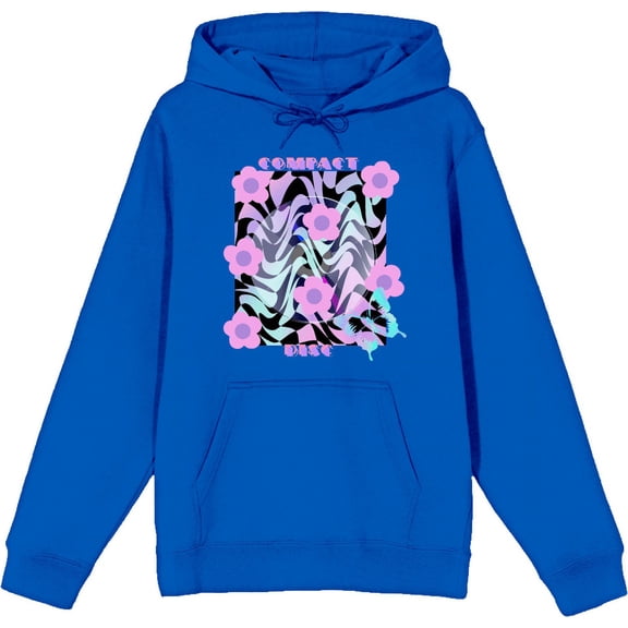 Chrome Baddie Y2K Flowers & Butterfly Adult Blue Long Sleeve Hoodie-Small