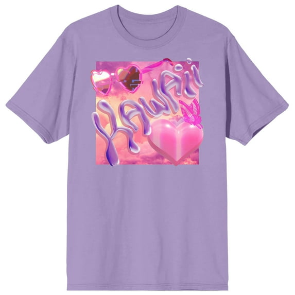 Chrome Baddie Y2K Trend Kawaii Chrome Lettering Crew Neck Short Sleeve Lavender Rose Women's T-shirt-3XL