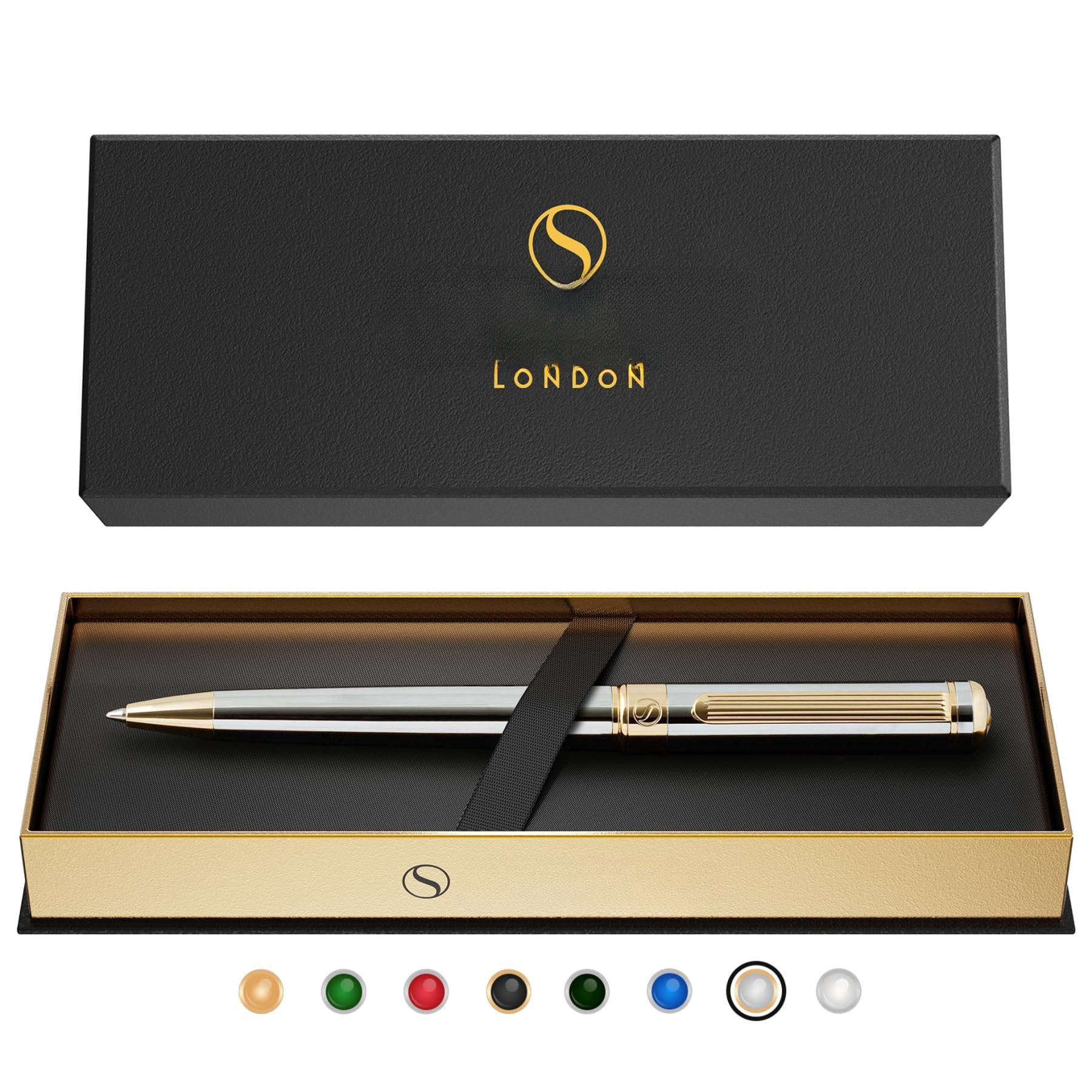 Chrome Ballpoint Pen - Stunning Luxury  Real Schmidt Black Refill Ball Gift Set For Men & Women Professional Executive Office Nice Fancy Pens
