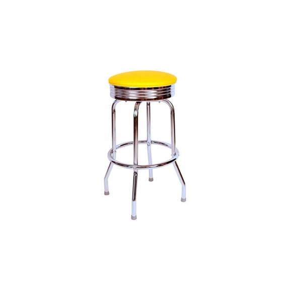 Chrome Bar Stool 360 Swivel Blue Vinyl Upholstery 24" & 30" Height