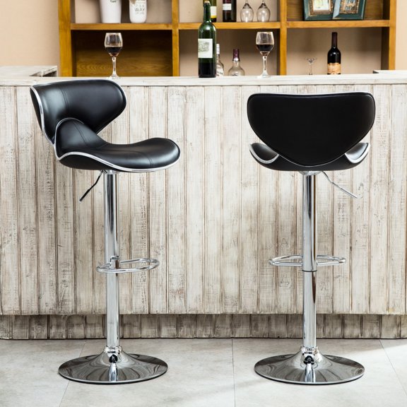 Chrome Base 360 Swivel Faux Leather Stool | For Living Room, Modern Style