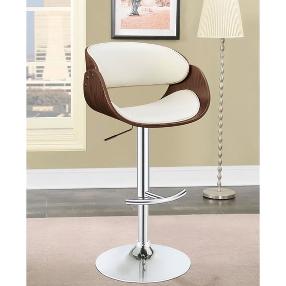 Chrome Base Adjustable Bar Stool / Attractive Contrast with Seat