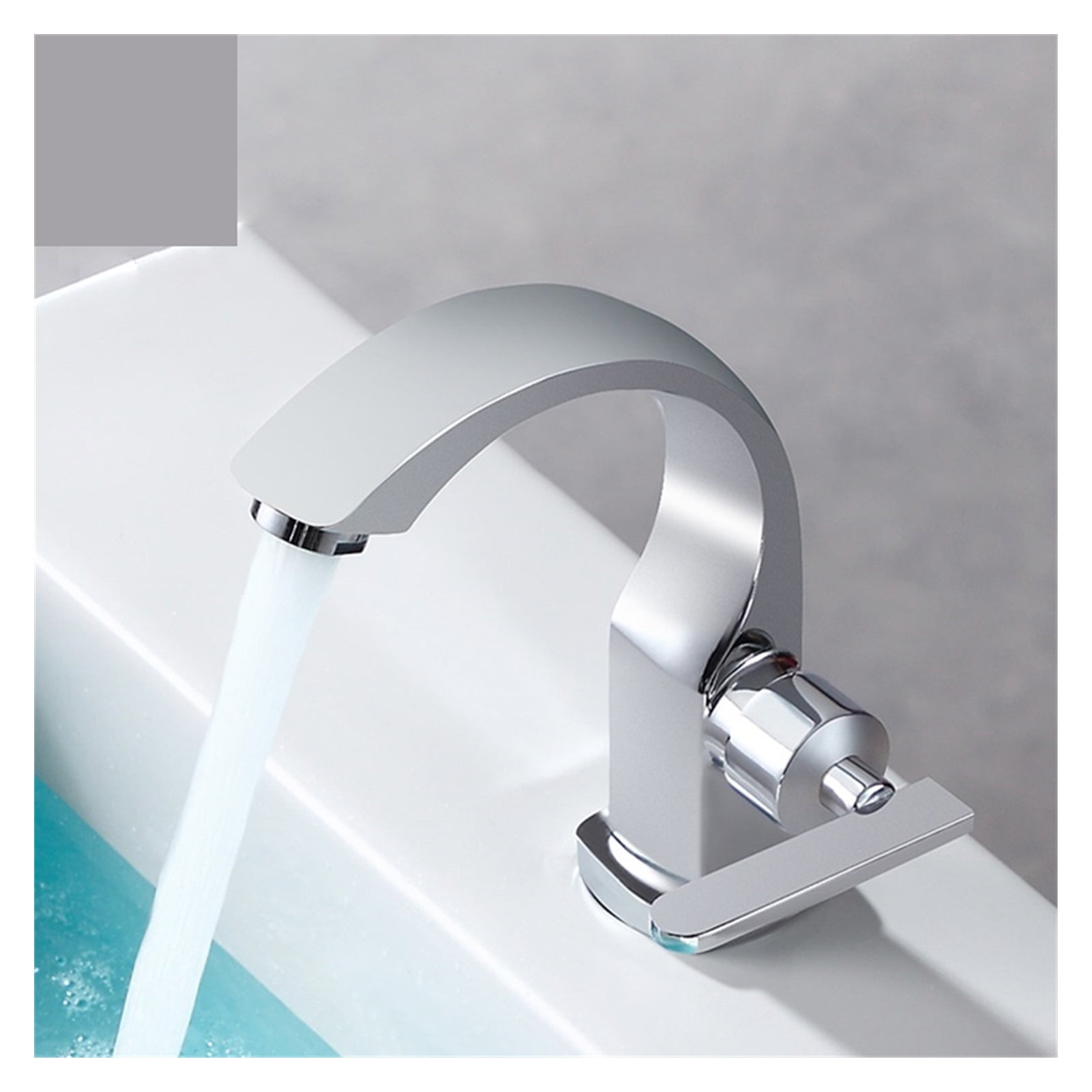 Chrome Bathroom Basin Copper Tap Single Handle Spout Sink Bath Cold Water Faucet Home Garden Supplies for Kitchen ,360° Swivel Spout