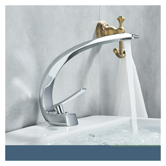 Chrome Bathroom Basin Faucet Single Handle Polished Gold Faucet Hot Cold Mixer Taps Deck Mount Washbasin Crane ,Easy to Use