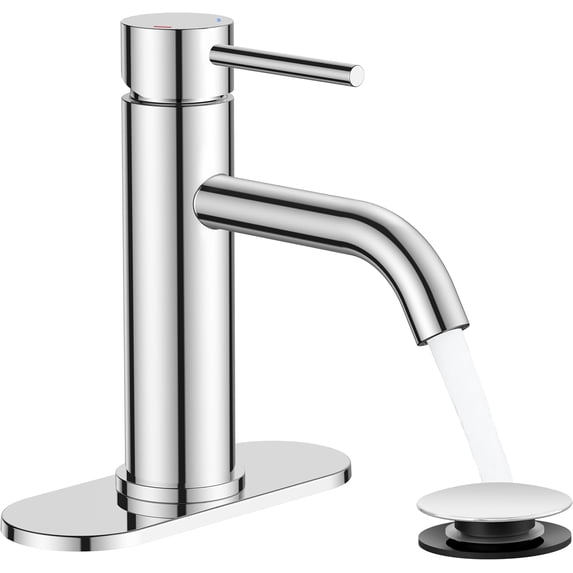 Chrome Bathroom Faucet 1 Hole, Lead-Free, Single Handle Single Hole ...