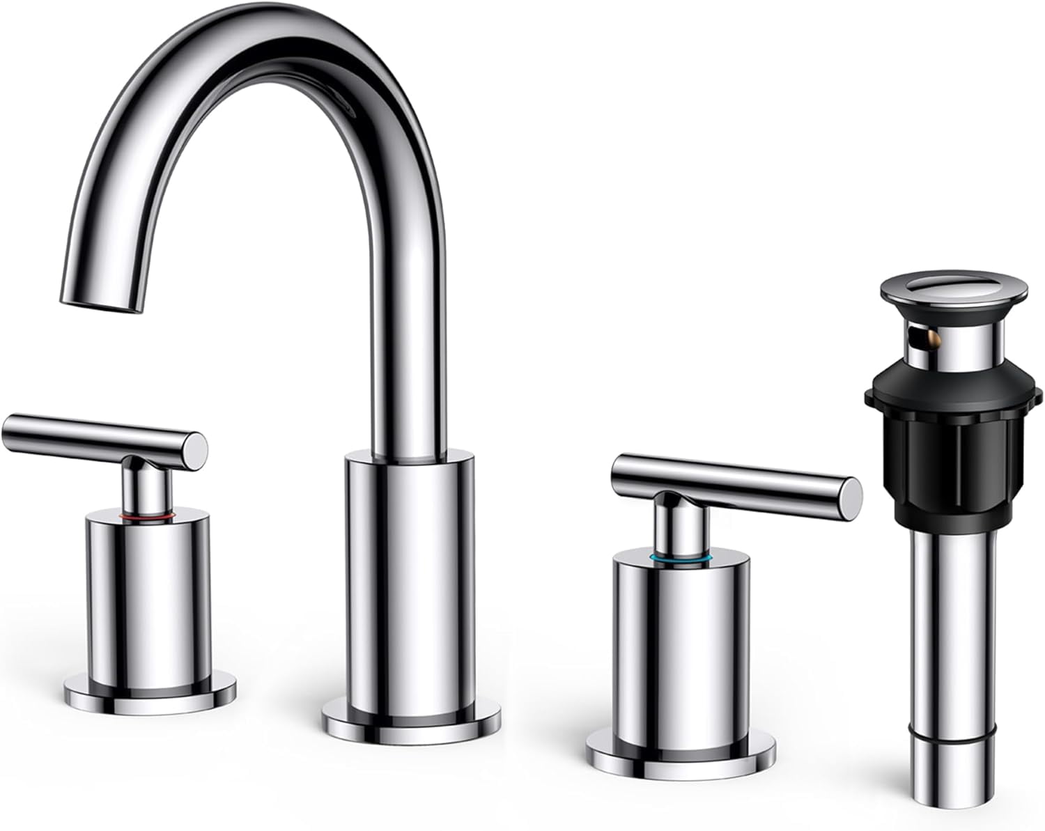 CREA Widespread Bathroom Faucet 3 Hole Chrome 8 Inch 2 Handle Faucet With Pop Up Drain 4 In Sink Faucets For Vanity Lavatory Basin Restroom Bath-541563