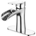 thumbnail image 1 of Chrome Bathroom Faucets Single Handle Waterfall Sink Faucet One Hole or Three Holes with Deck Mount Vanity Farmhouse RV Vessel Basin Faucet, 1 of 11