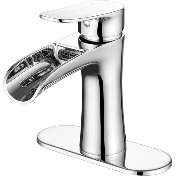 Chrome Bathroom Faucets Single Handle Waterfall Sink Faucet One Hole or Three Holes with Deck Mount Vanity Farmhouse RV Vessel Basin Faucet