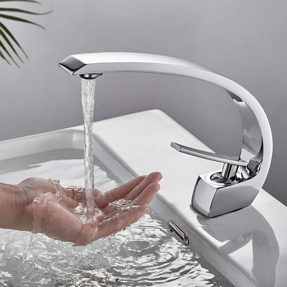 Chrome Bathroom Sink Basin Faucet Waterfall Lavatory Vanity Mixer Single Handle 1Hole