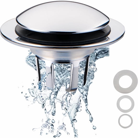 Chrome Bathroom Sink Drain Stopper,  Pop-Up Drain Stopper Plug Strainer with Hair Catcher for 1 1/8"-1 1/2" Drain Hole,Anti-Clogging Design Chrome Plated