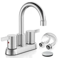 thumbnail image 1 of Chrome Bathroom Vanity Faucet 2-Handle 3 Holes Lavatory 4 In Centerset Mixer Tap, 1 of 11