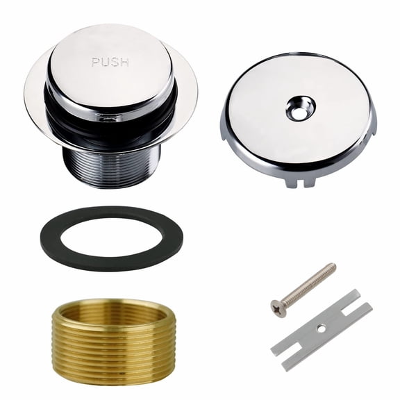 Chrome Bathtub Drain Tip-Toe Single Hole,Welsan Tub Drain Trim Set Conversion Kit Assembly, Coarse Thread Replacement Trim Kit with 1-Hole Overflow Faceplate Includes an Adapter,Chrome Plated