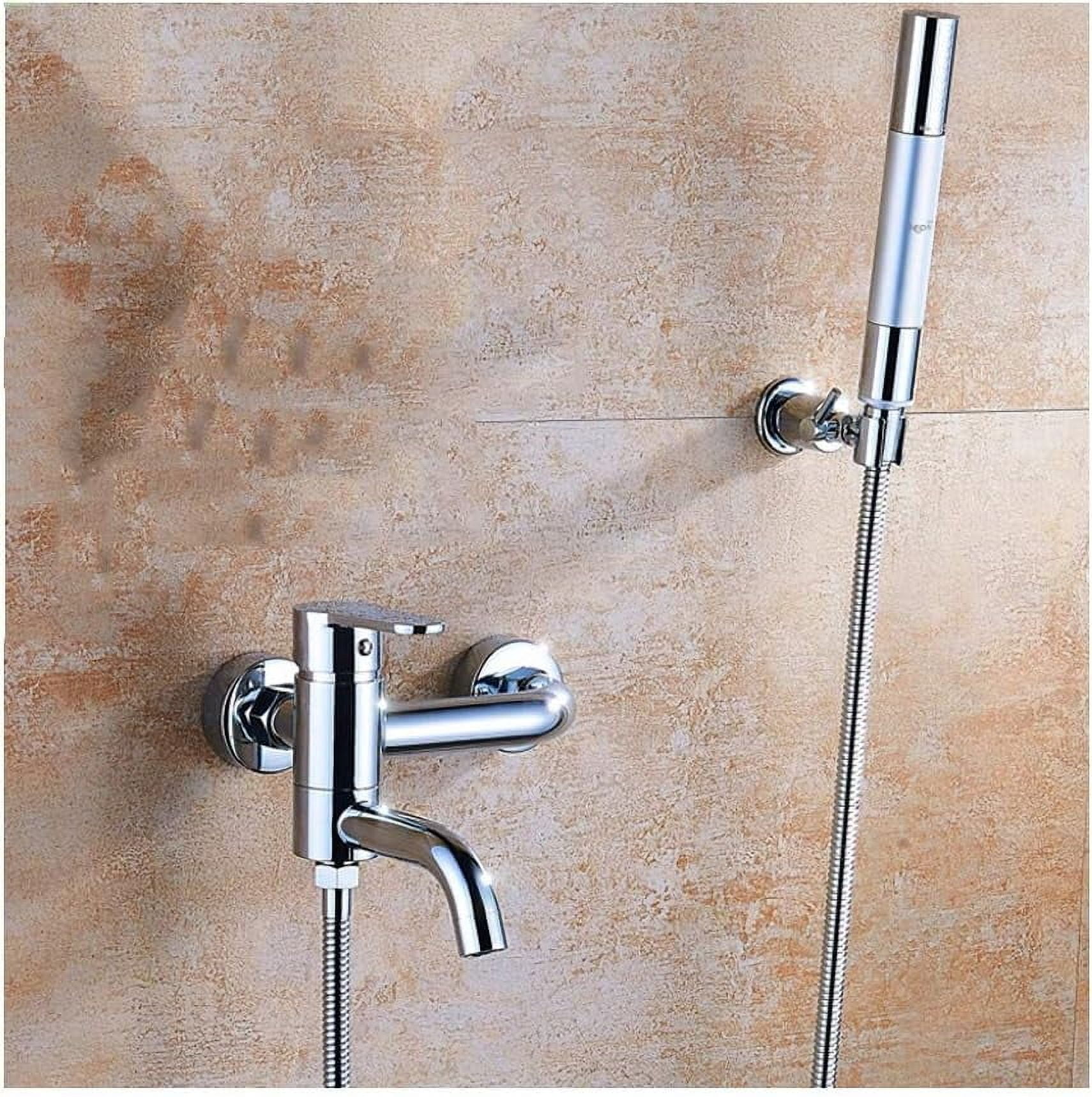 Chrome Bathtub Faucet with Hand Shower Wall Mounted Brass Bathroom Faucet Single Handle 3 Holes Bath Shower Mixer Tap