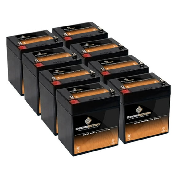 Chrome Battery 12V (12 Volt) (12 Volt) 4.5Ah Sealed Lead Acid (SLA) Battery - T1 Terminals - for Zb-12-4.5 - 8pk