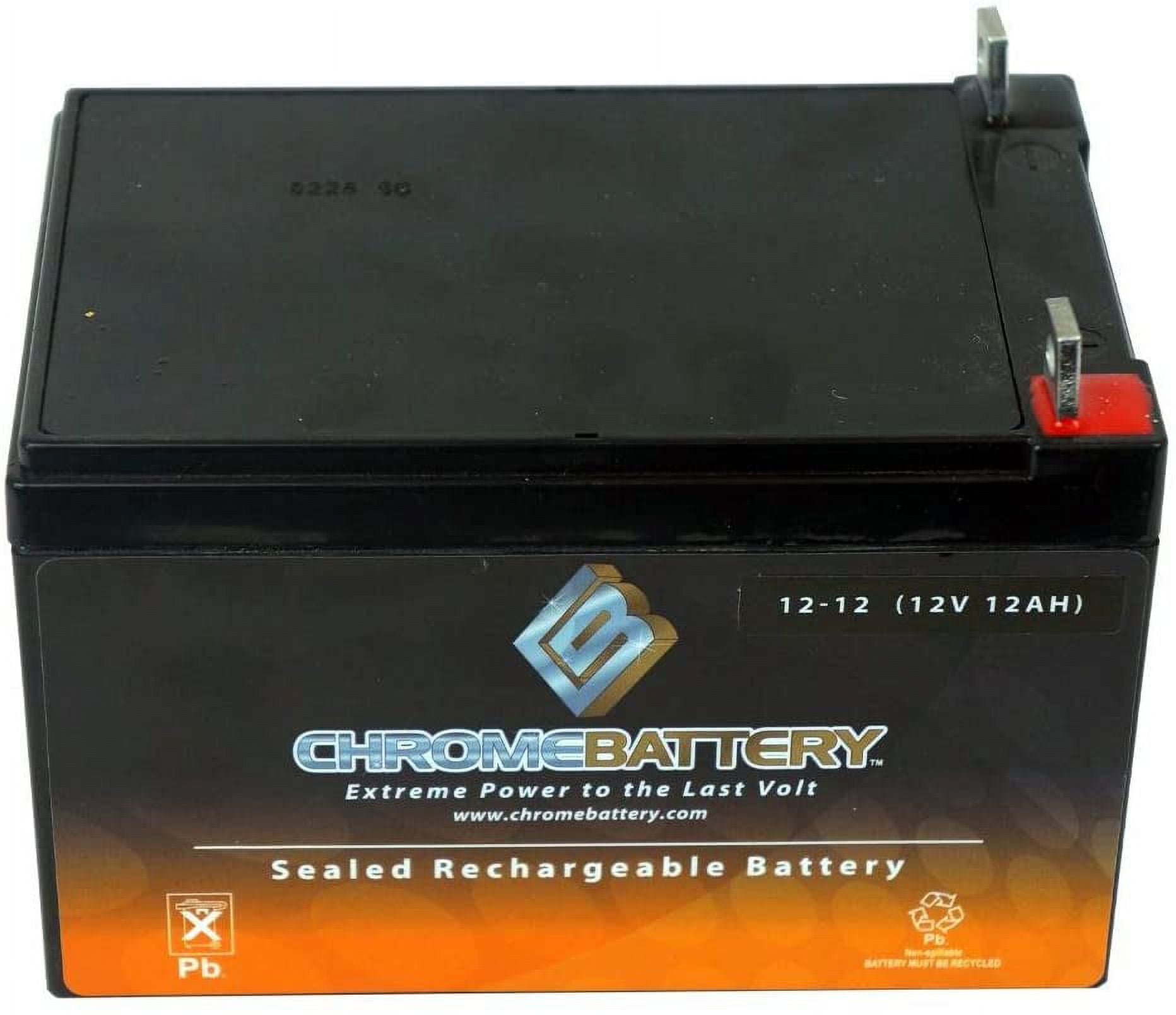 Chrome Battery 12V (12 Volts) 12Ah Rechargeable Sealed Lead Acid Battery -  T3 Nut And Bolt Terminals - for Snapper Lawnmower Battery: Gp-2929-02 