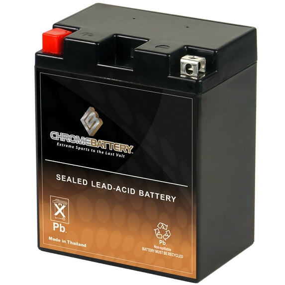 Chrome Battery YTX14AH-BS (14AH-BS 12 Volt,12 Ah, 210 CCA) High Performance Power Sports Battery