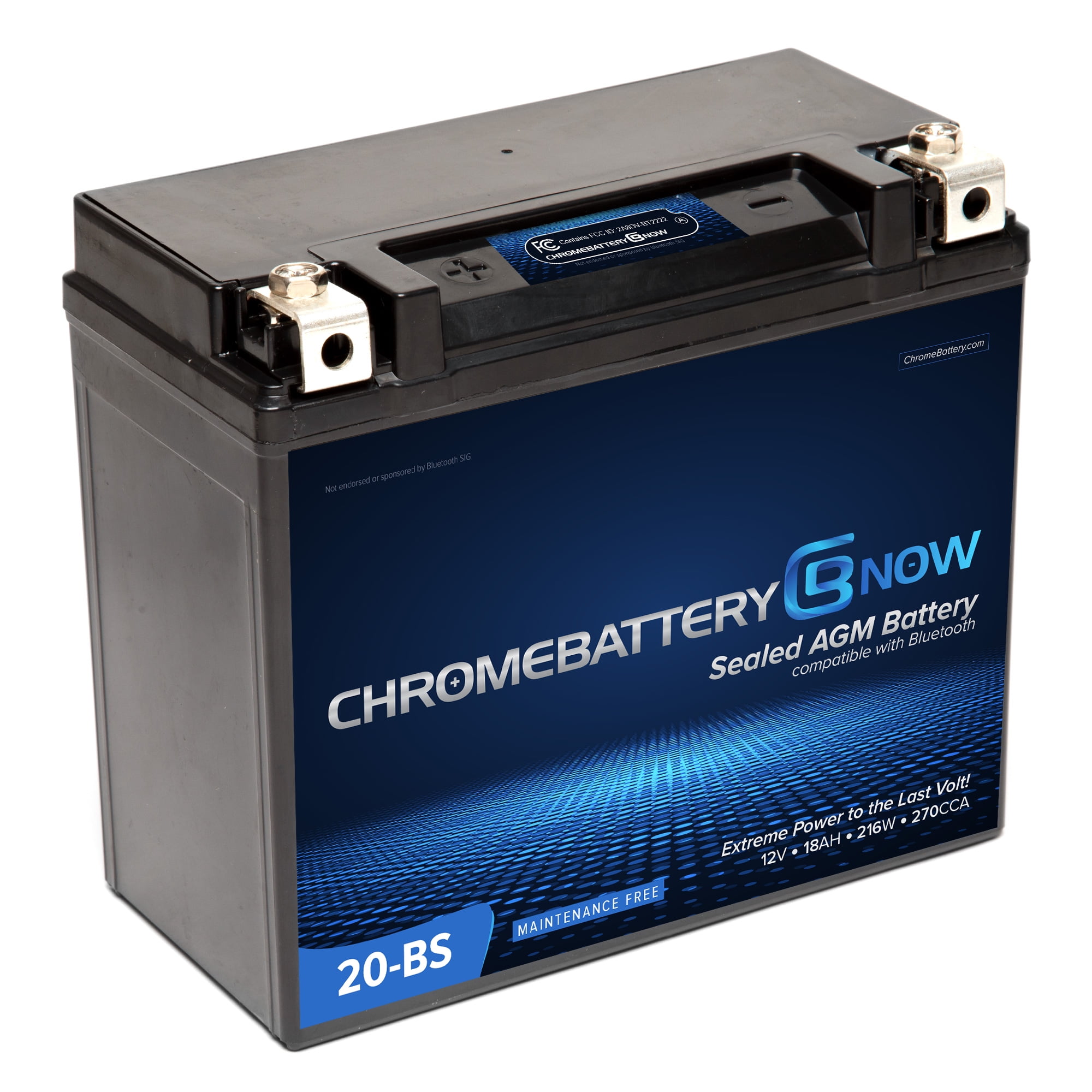 Chrome Battery Now Ytx20-bs (20-bs 12volt, 18ah) iGel AGM Motorcycle Battery for Harley-davidson Cc Fx Series (electric Start) Years (1971 - 1978)