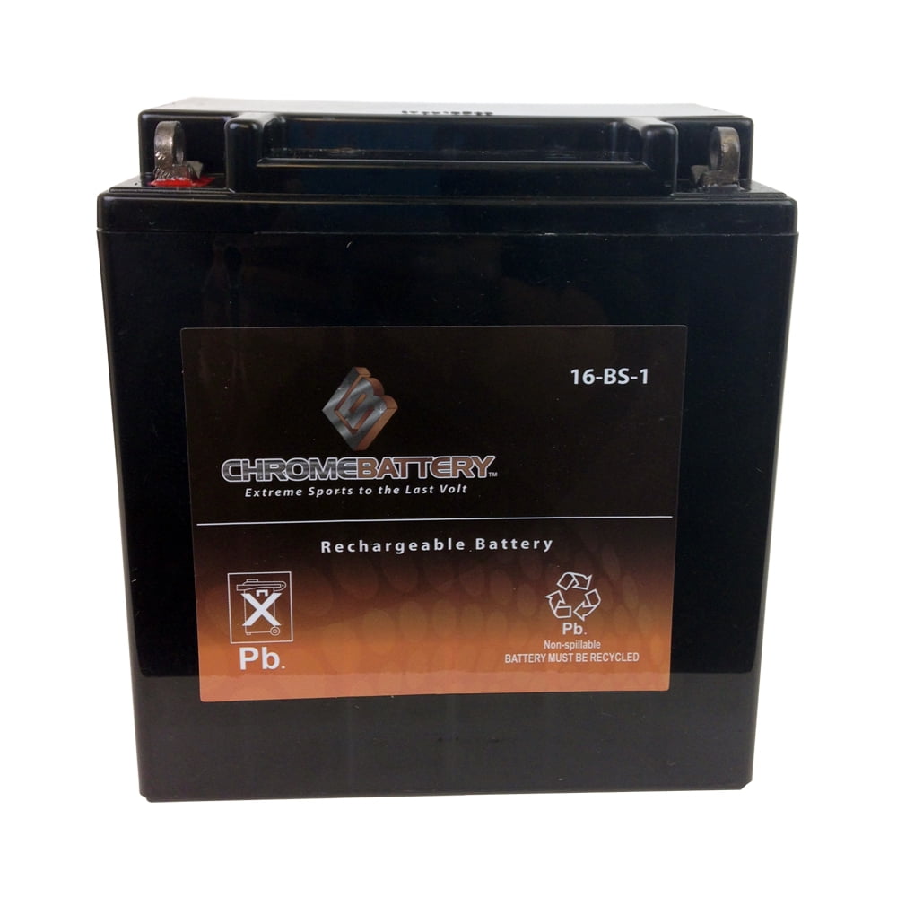 Chrome Battery YTX16-BS-1 (16-BS-1 12 Volt,14 Ah, 165 CCA) High Performance - Maintenance Free - Sealed AGM Motorcycle Battery