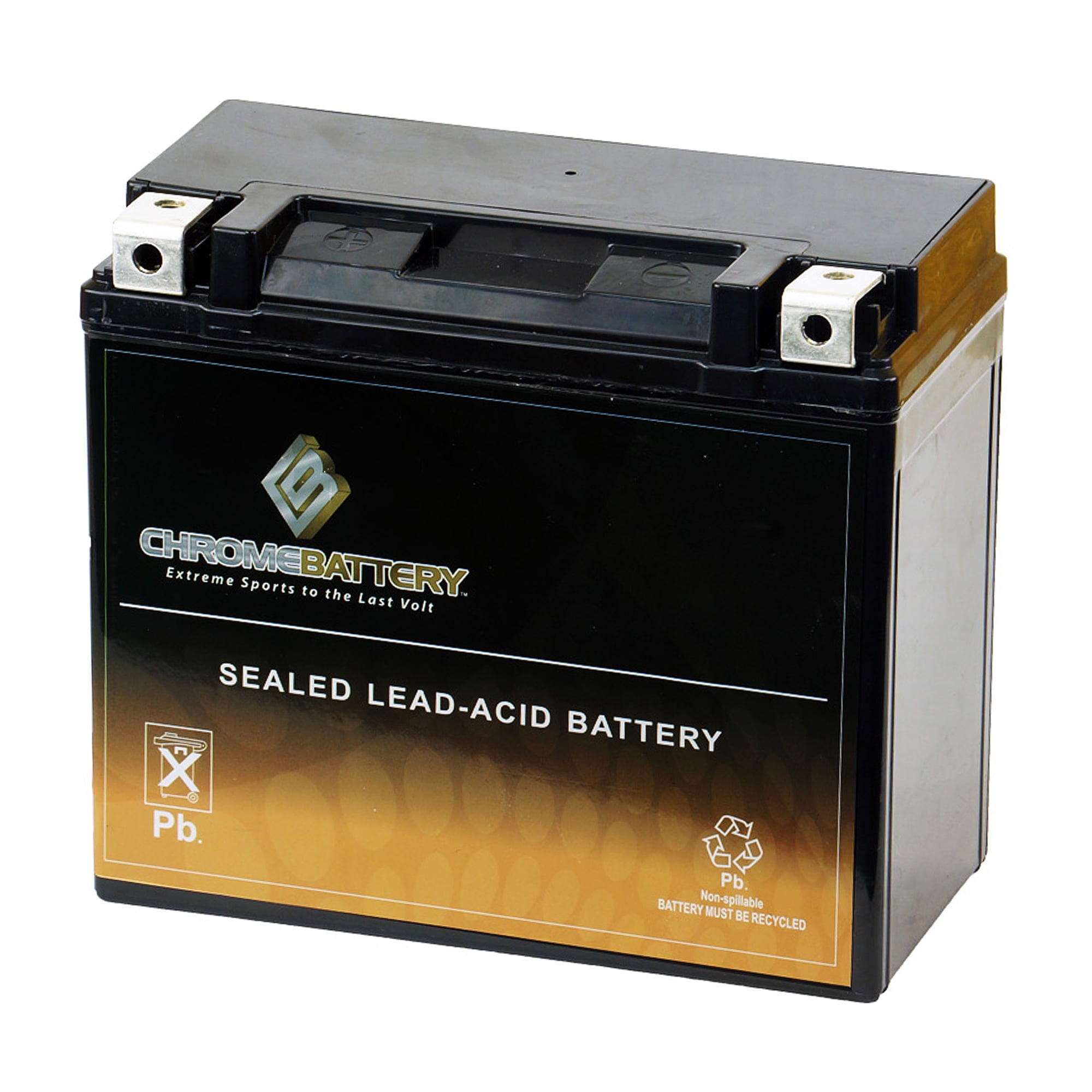 Chrome Battery YTX20-BS (20-BS 12 Volt,18 Ah, 270 CCA) High Performance - Maintenance Free - Sealed AGM Motorcycle Battery