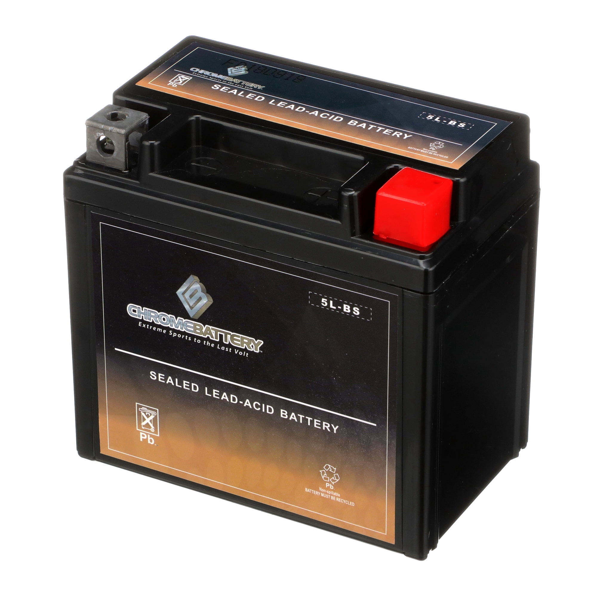 Chrome Battery YTX5L-BS (5L-BS 12 Volt,4 Ah, 65 CCA) Motorcycle Battery for Yamaha Wr250f 250cc 03-'07