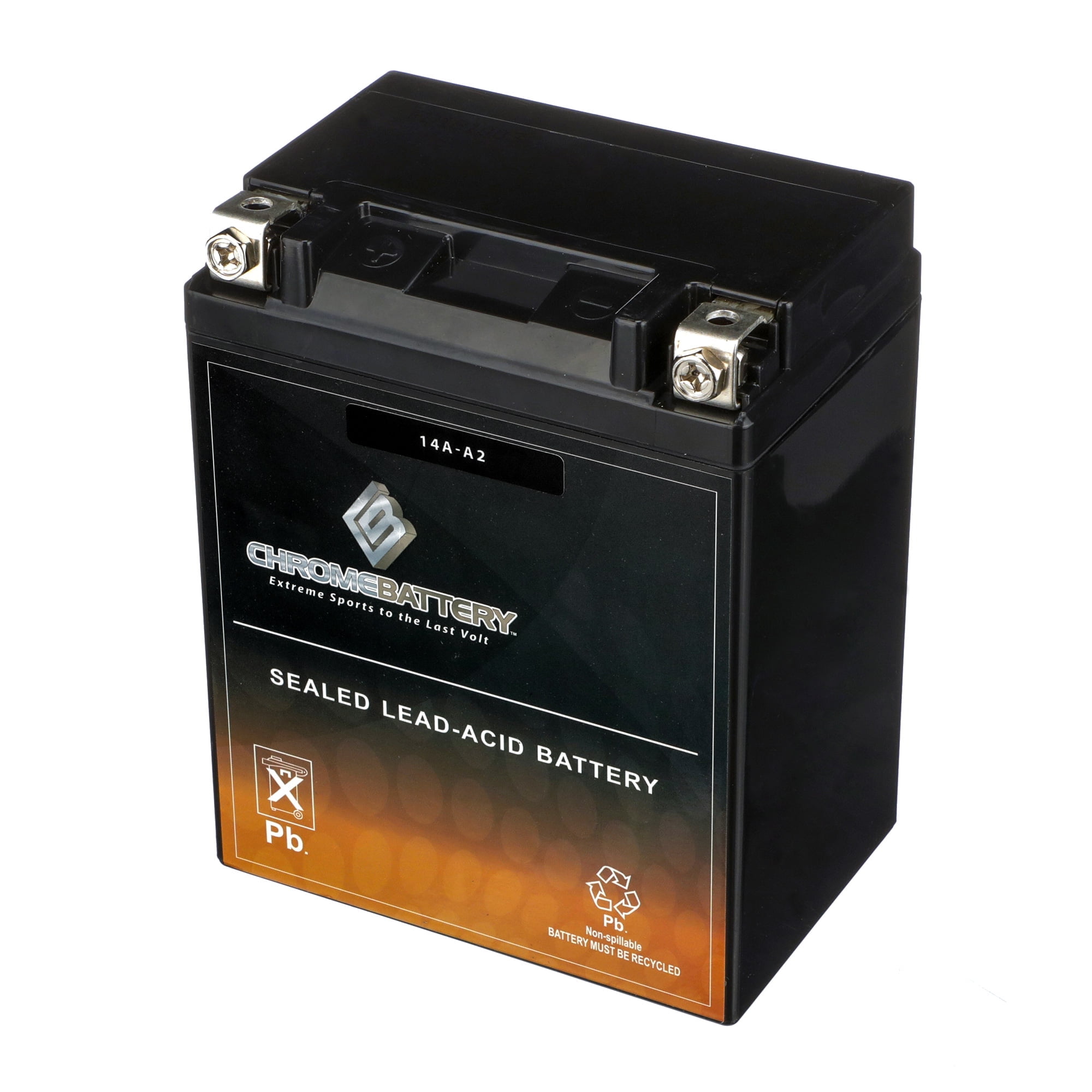 Chrome Battery Yb14A-A2 High Performance - Maintenance Free - Agm Motorcycle Battery