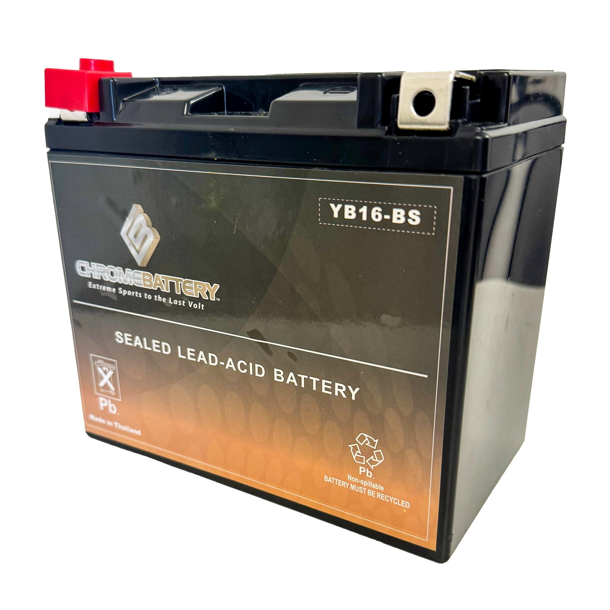 Chrome Battery Yb16-b (16-b 12 Volts,19 Ah, 250 Cca) Motorcycle Battery for Harley-davidson Fx/fxr Series Year (79-94)