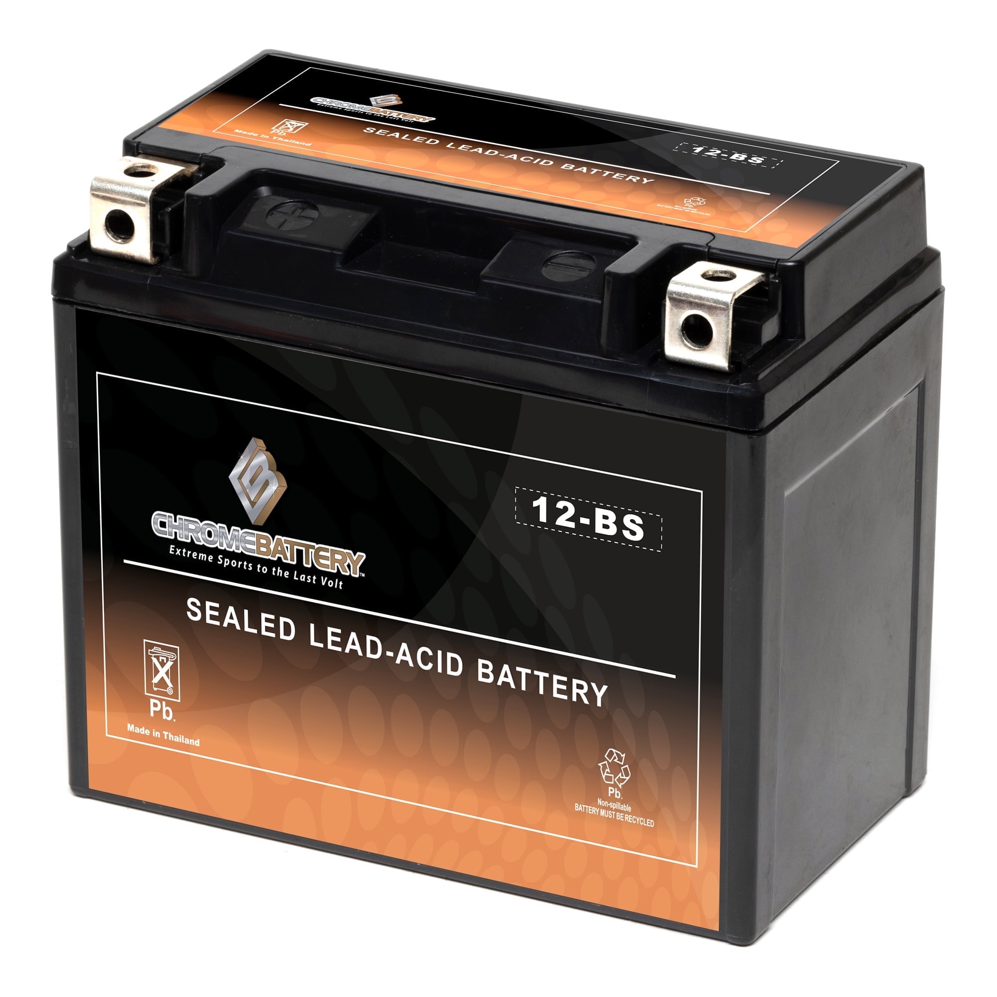 Chrome Battery Ytx12-bs (12-bs 12 Volts,10 Ah, 180 Cca) Motorcycle Battery for Suzuki 750cc Gsxr750w 1993