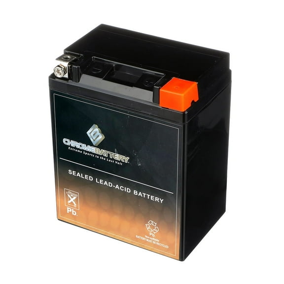 Chrome Battery Ytx14Ahl-Bs Power Sports Battery Replaces Etx15L Cytx14Ahl-Bs M62H4L 44005