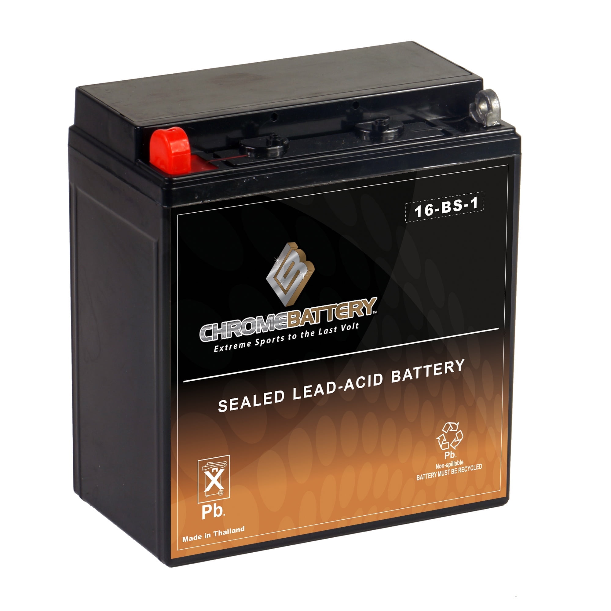 Chrome Battery Ytx16-bs-1 (16-bs-1 12 Volts,14 Ah, 165 Cca) Motorcycle Battery for Suzuki 1500cc Vl1500 Intruder C90 T 2001