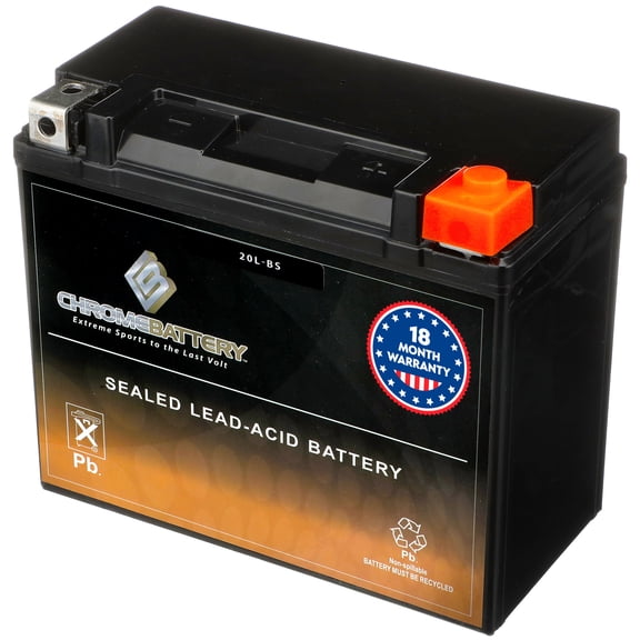 Chrome Battery Ytx20L-Bs High Performance - Maintenance Free - Sealed Agm Motorcycle Battery