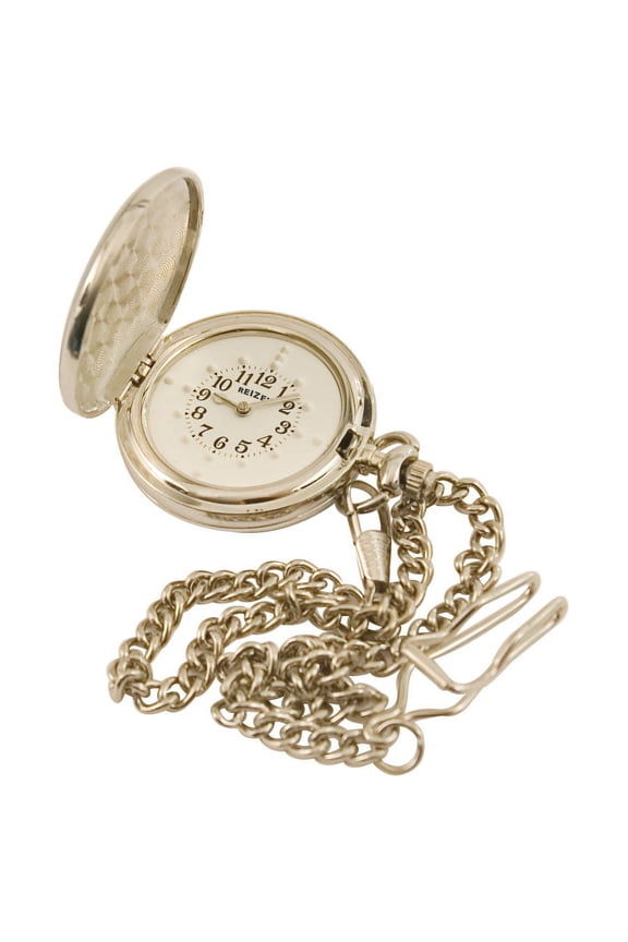 Chrome Braille Pocket Watch with 12-inch chain