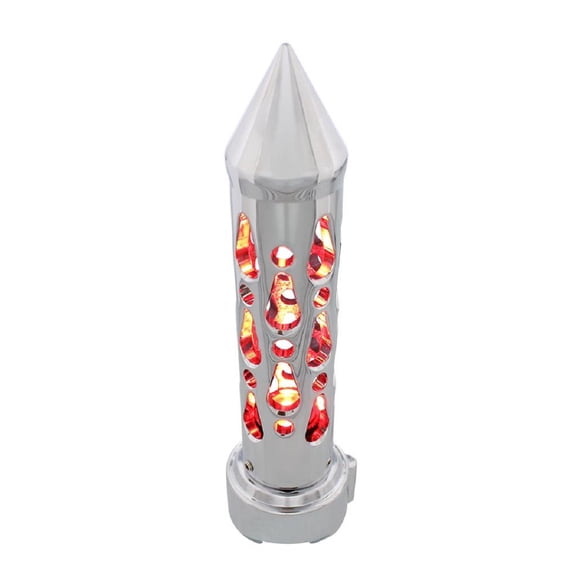 Chrome "Brooklyn" 13/15/18 Speed Spike Gearshift Knob w/ High Power LED - Red