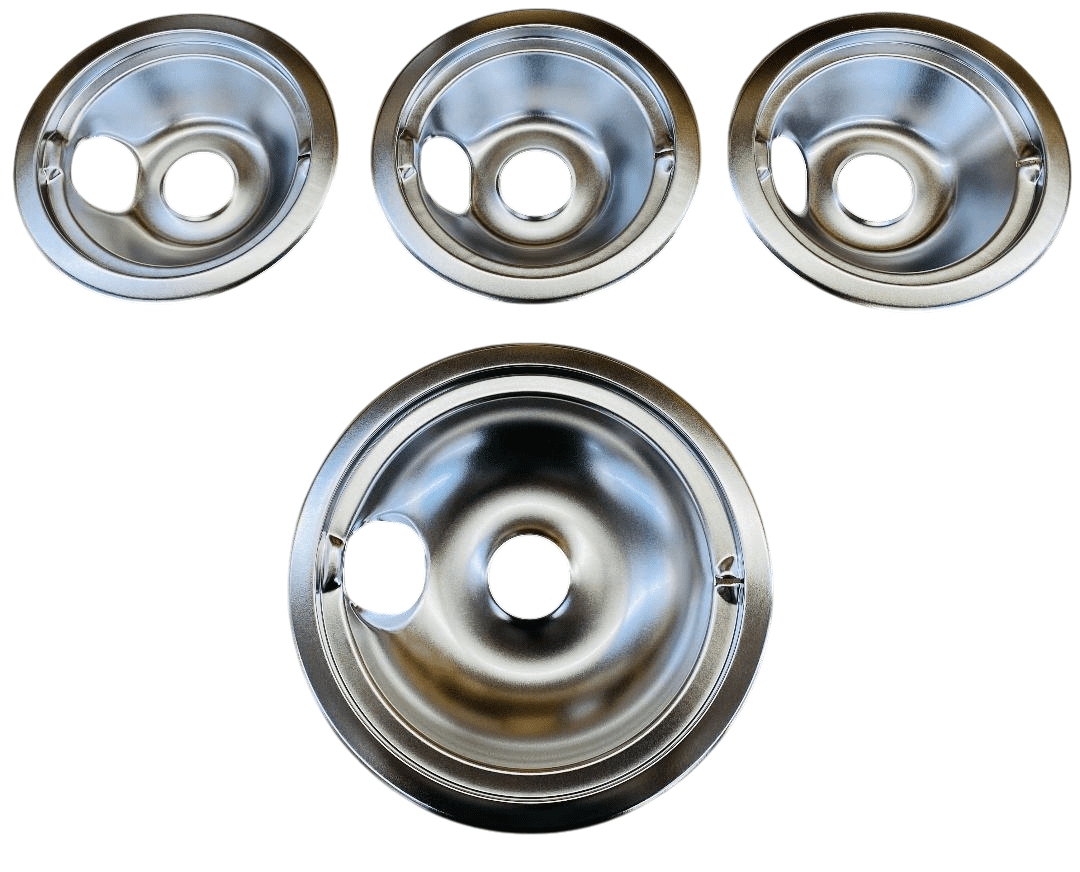 Chrome Burner Pans for General Electric, (1) WB31M15 & (3) WB31M16