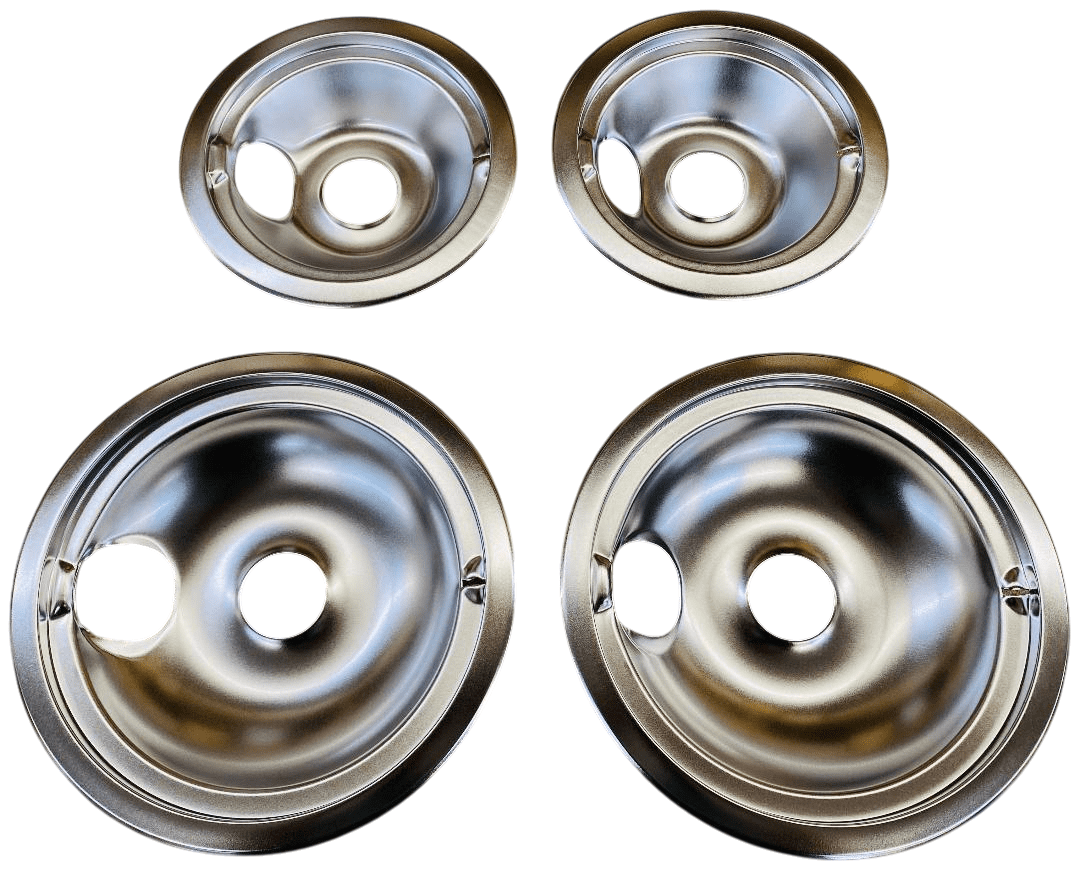 Chrome Burner Pans for General Electric, (2) WB31M15 & (2) WB31M16