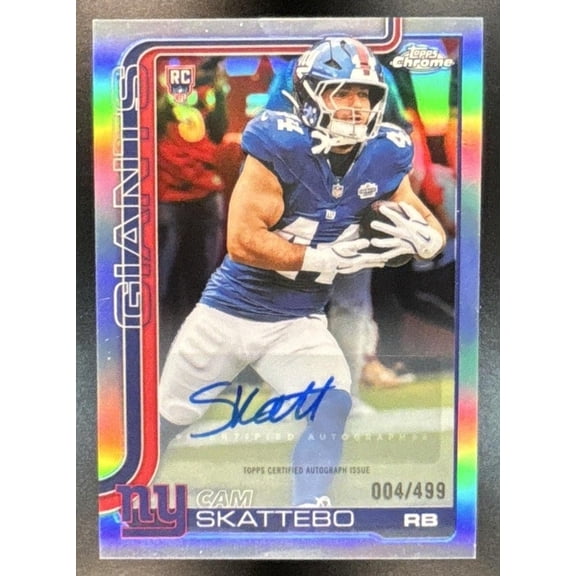 Topps Chrome Cam Skattebo #RA-CS Rookie Autograph Refractor NFL New York Giants Football Card