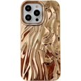 thumbnail image 1 of Chrome Case for Women/Girls, 3D Pleated Water Ripple Solid Color Soft Phone Case Compatible with iPhone 13, Glod, 1 of 8