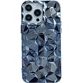 thumbnail image 1 of Chrome Case for Women/Girls, Bling Plating 3D Diamond Pattern Soft Protective Cover Compatible with iPhone 14 Plus, Blue, 1 of 9
