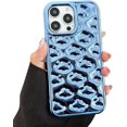 thumbnail image 1 of Chrome Case for Women/Girls, Electroplated 3D Cloud Pattern Soft Phone Case Compatible with iPhone 15 Pro, Blue, 1 of 8