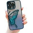 thumbnail image 1 of Chrome Case for Women/Girls, Gradient Glitter Butterfly Quicksand Plating Clear Phone Cases for iPhone Compatible with iPhone 12 Pro Max, Bule, 1 of 7