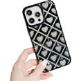 thumbnail image 1 of Chrome Case for Women/Girls, Sparkling Classic Plaid Hearts Creative Phone Case Compatible with iPhone 11 Pro Max, Black, 1 of 8